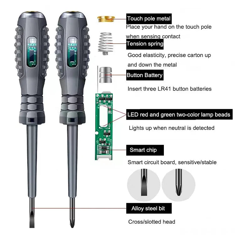 2 em 1 Chave de Fenda Magnética de Alto Torque e Detector de Eletricidade